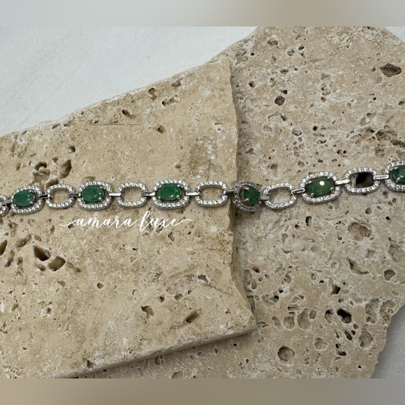 Emerald with Pave CZ Bracelet